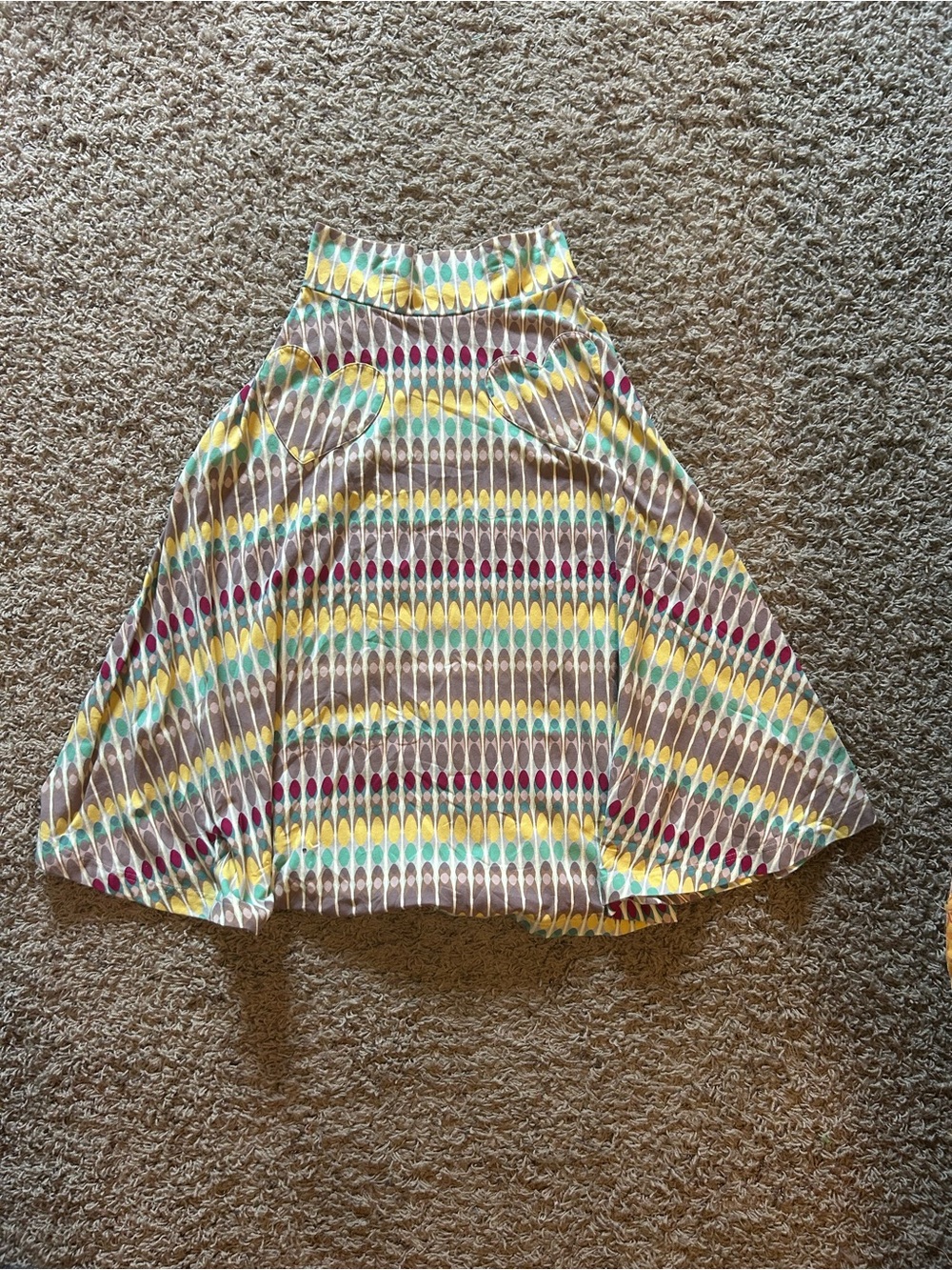 Effie's Heart Striped Circle Skirt in Yellow, Teal & Burgundy